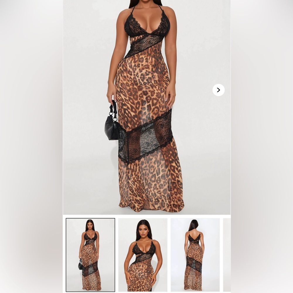 Leopard Print Lace Maxi Dress